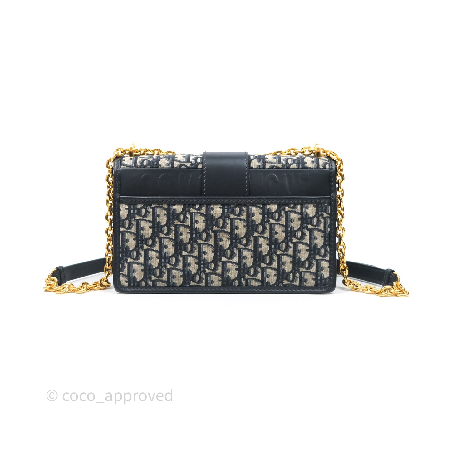 Christian Dior 30 Montaigne with Chain Blue Dior Oblique Jacquard
