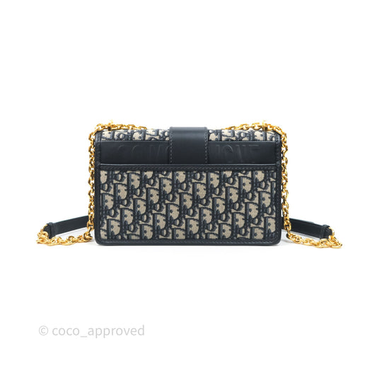 Christian Dior 30 Montaigne with Chain Blue Dior Oblique Jacquard