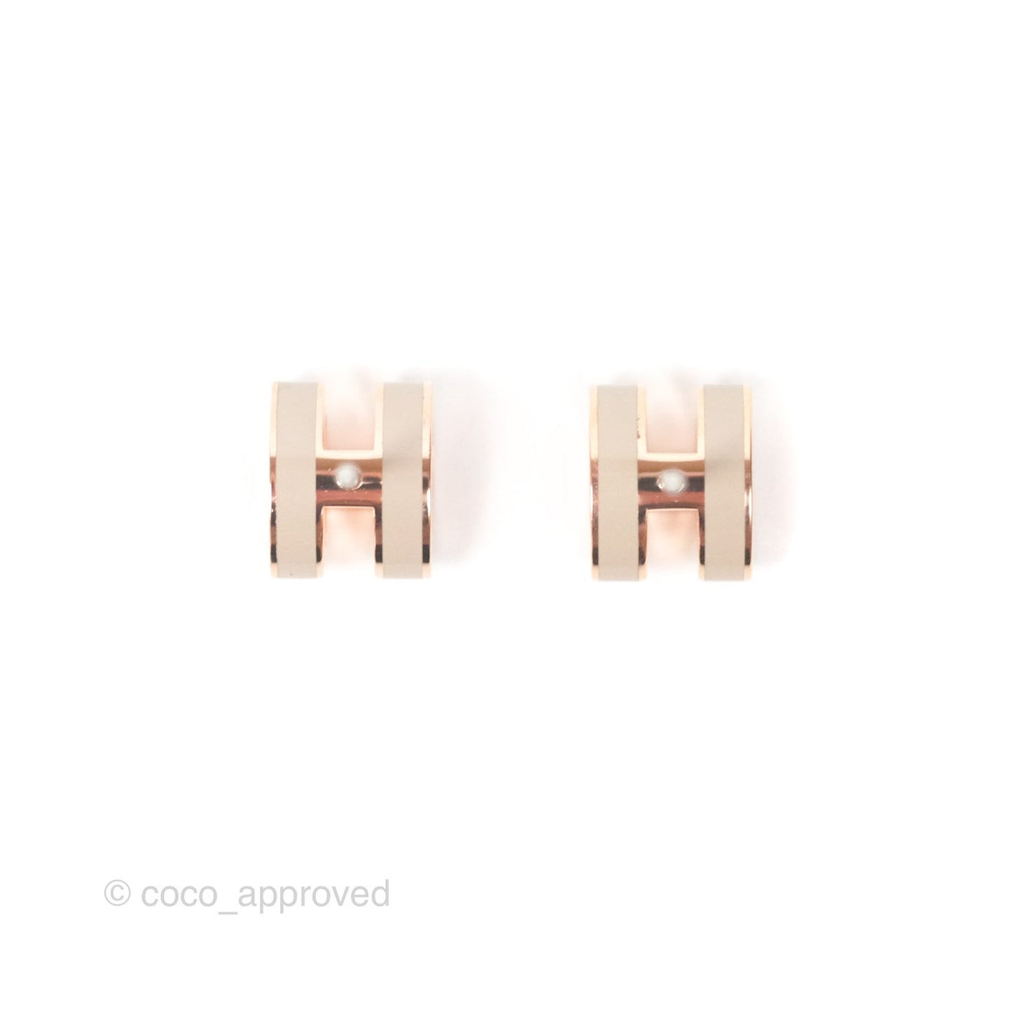 Hermès Mini Pop H Earrings Marron Glace Rose Gold