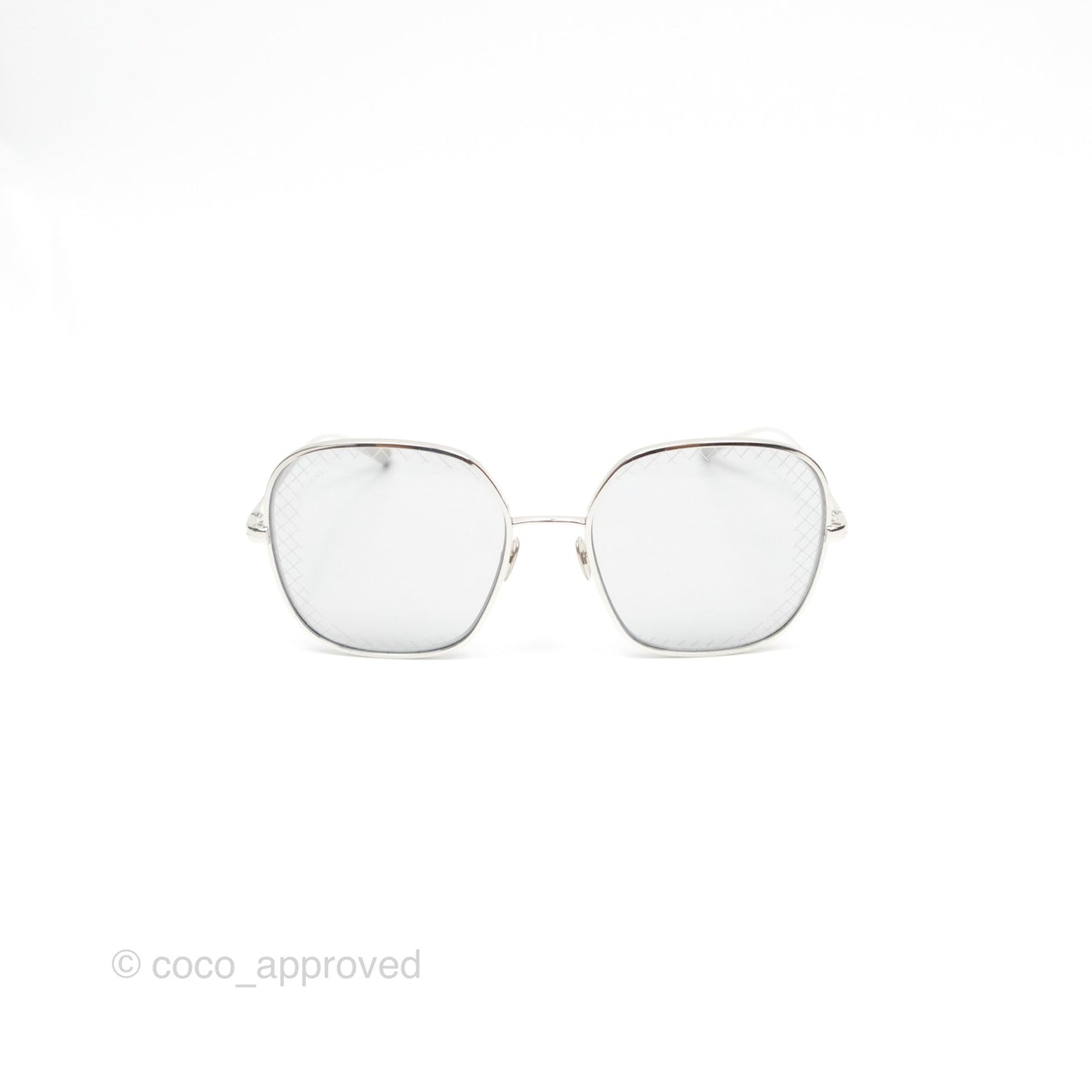 Chanel Gradient Lenses Square Sunglasses Silver Tone