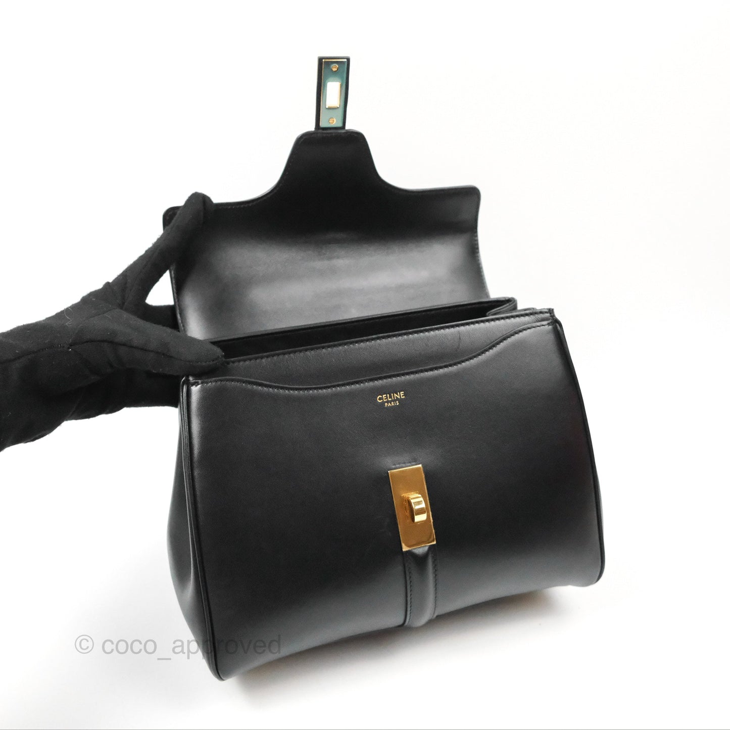 Celine Small 16 Bag Black Satinated Calfskin