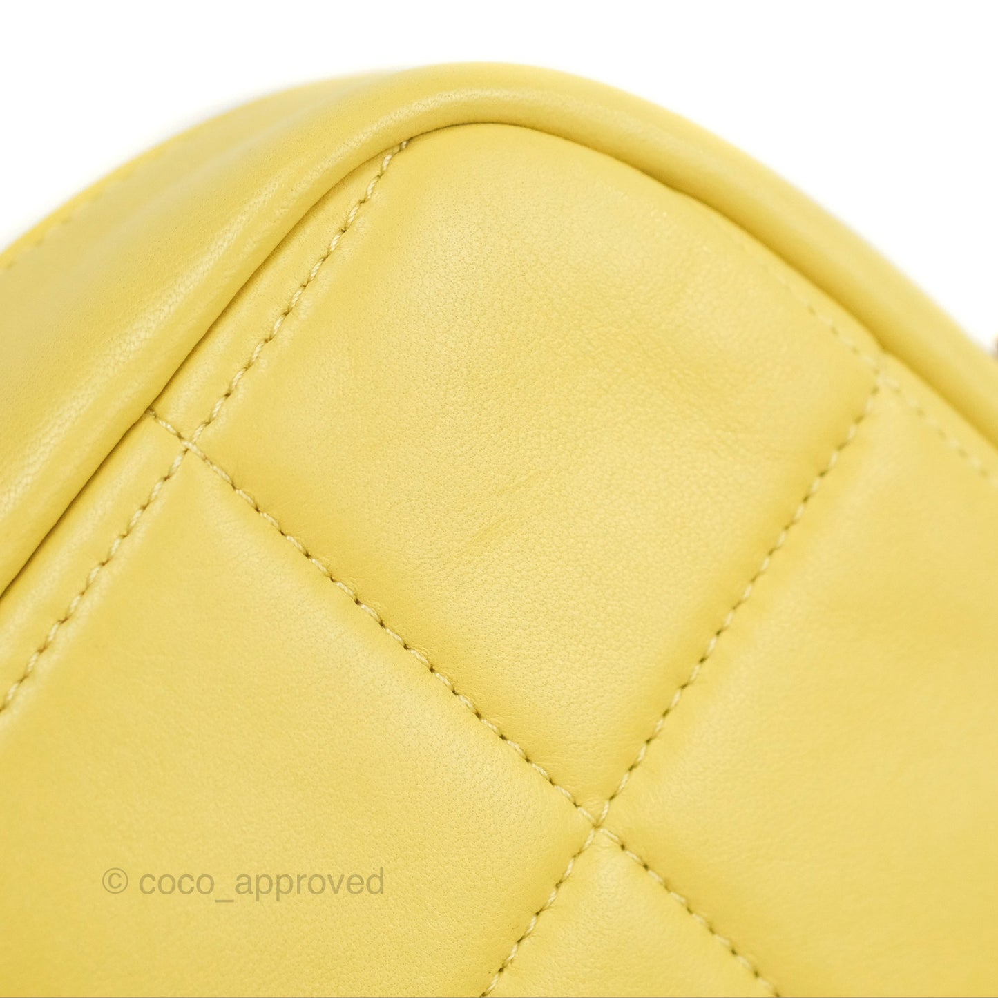 Chanel Small Quilted Diamond Cut Bag Yellow Lambskin Aged Gold Hardware