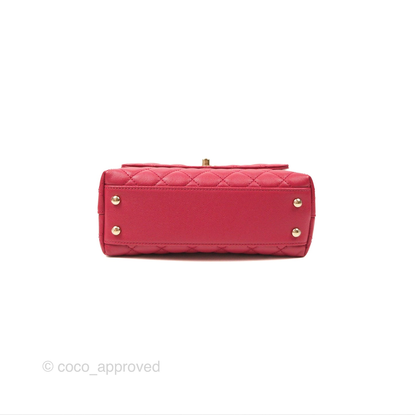 Chanel Small Coco Handle Quilted Dark Rose Pink Caviar Gold Hardware 21A