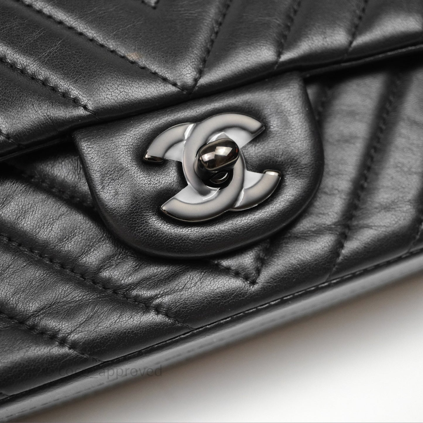 Chanel Quilted Mini Rectangular Chevron Black Lambskin So Black Hardware