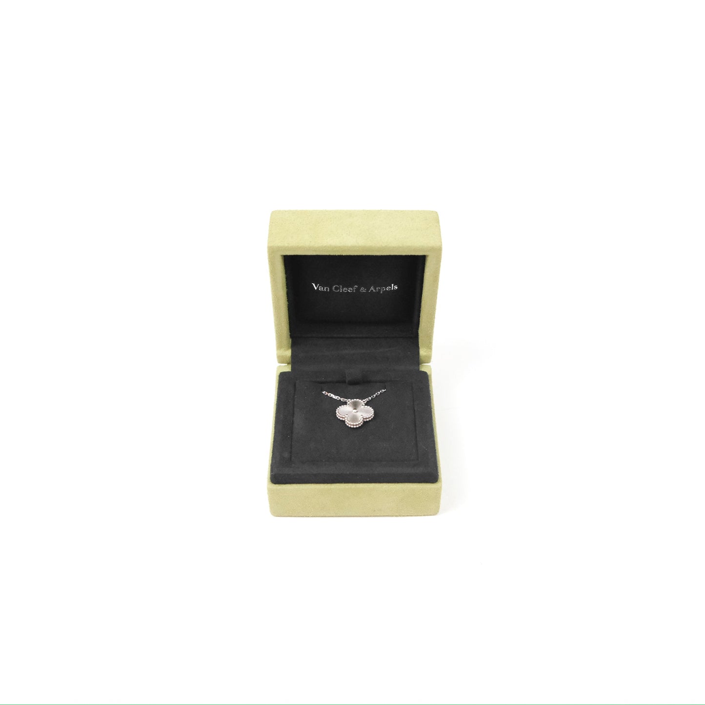 Van Cleef & Arpels Vintage Alhambra Pendant Guilloche White Gold