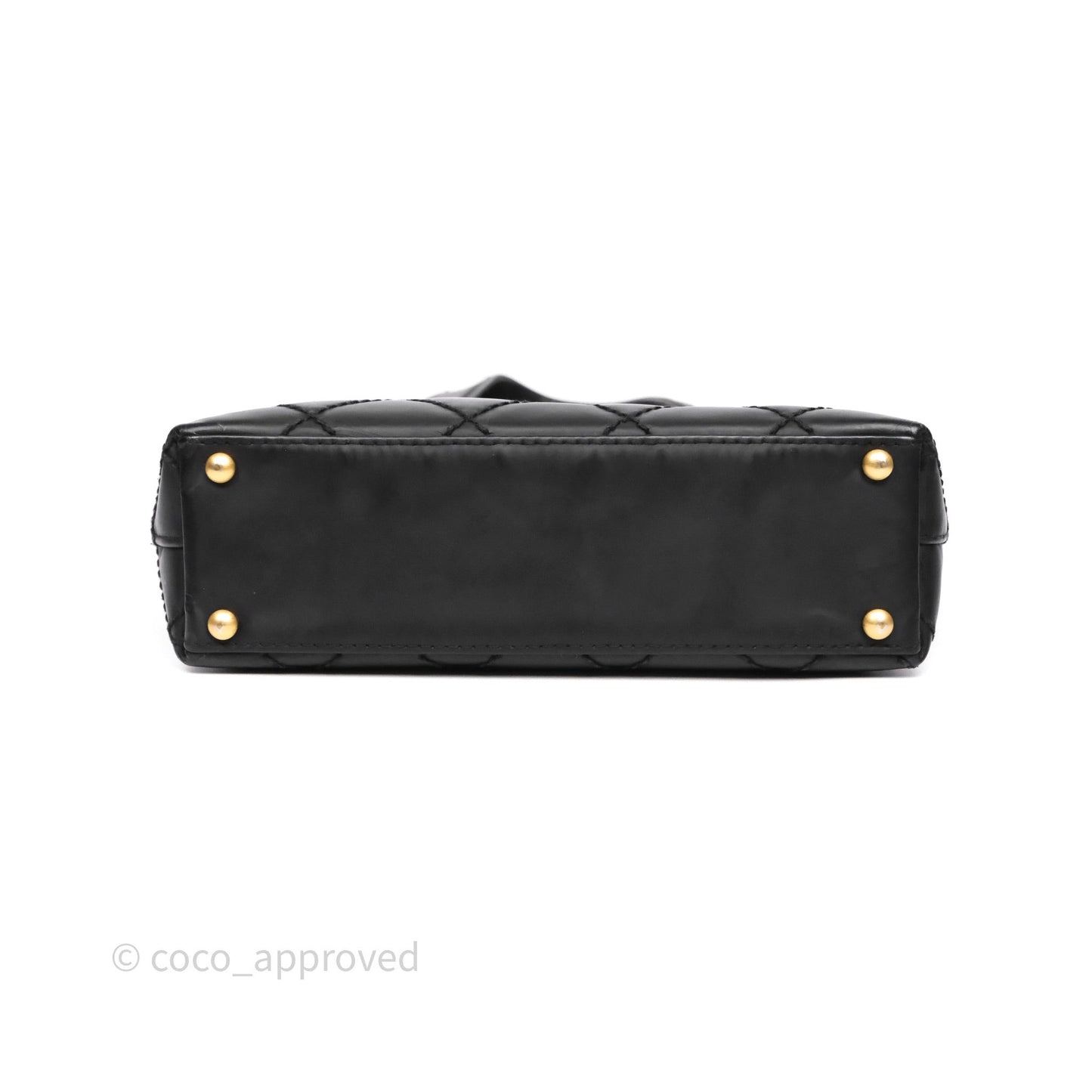 Chanel Vintage Quilted CC Tote Bag Matte Black Calfskin Gold Hardware