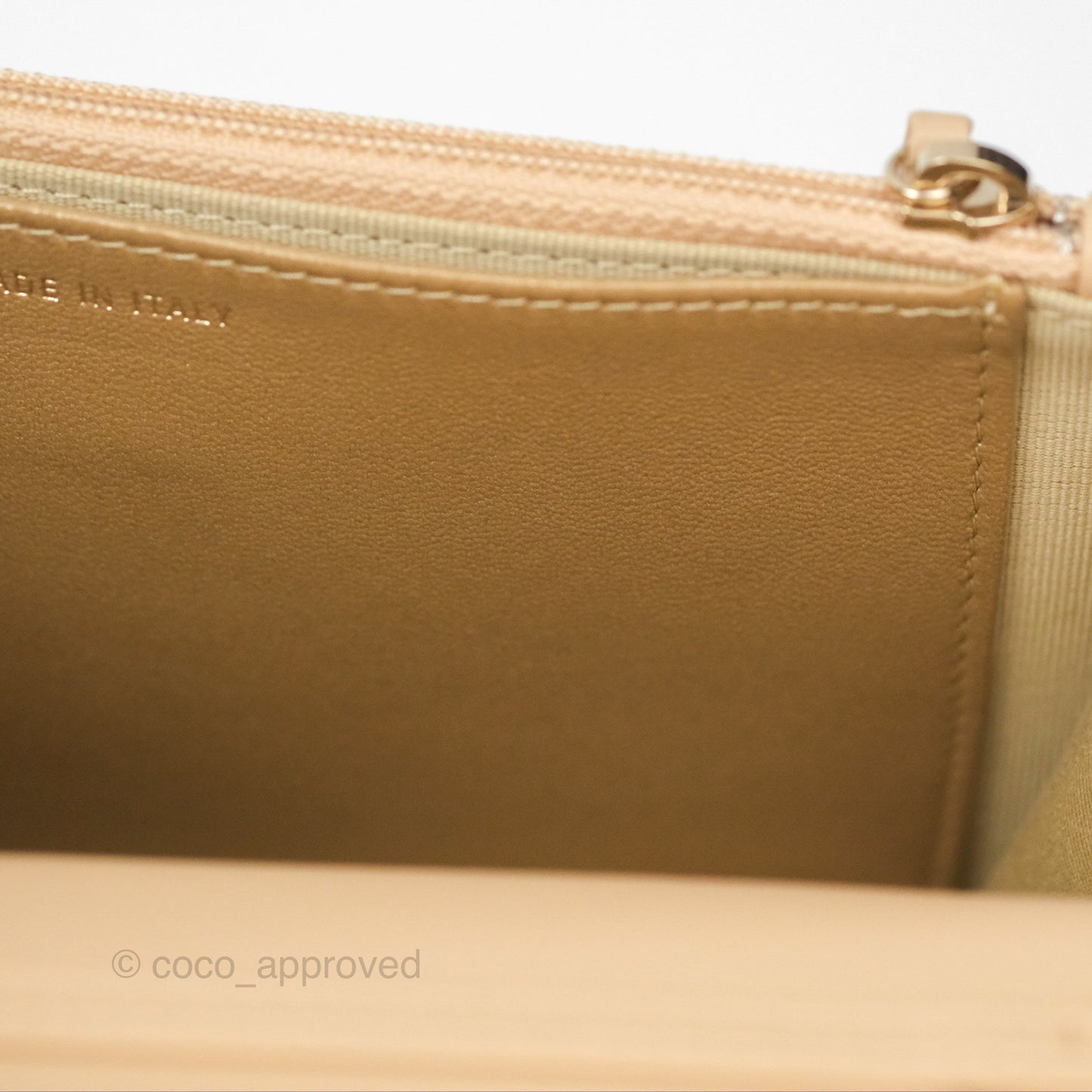 Chanel Quilted Pearl Crush Wallet on Chain WOC Beige Lambskin Aged Gold Hardware