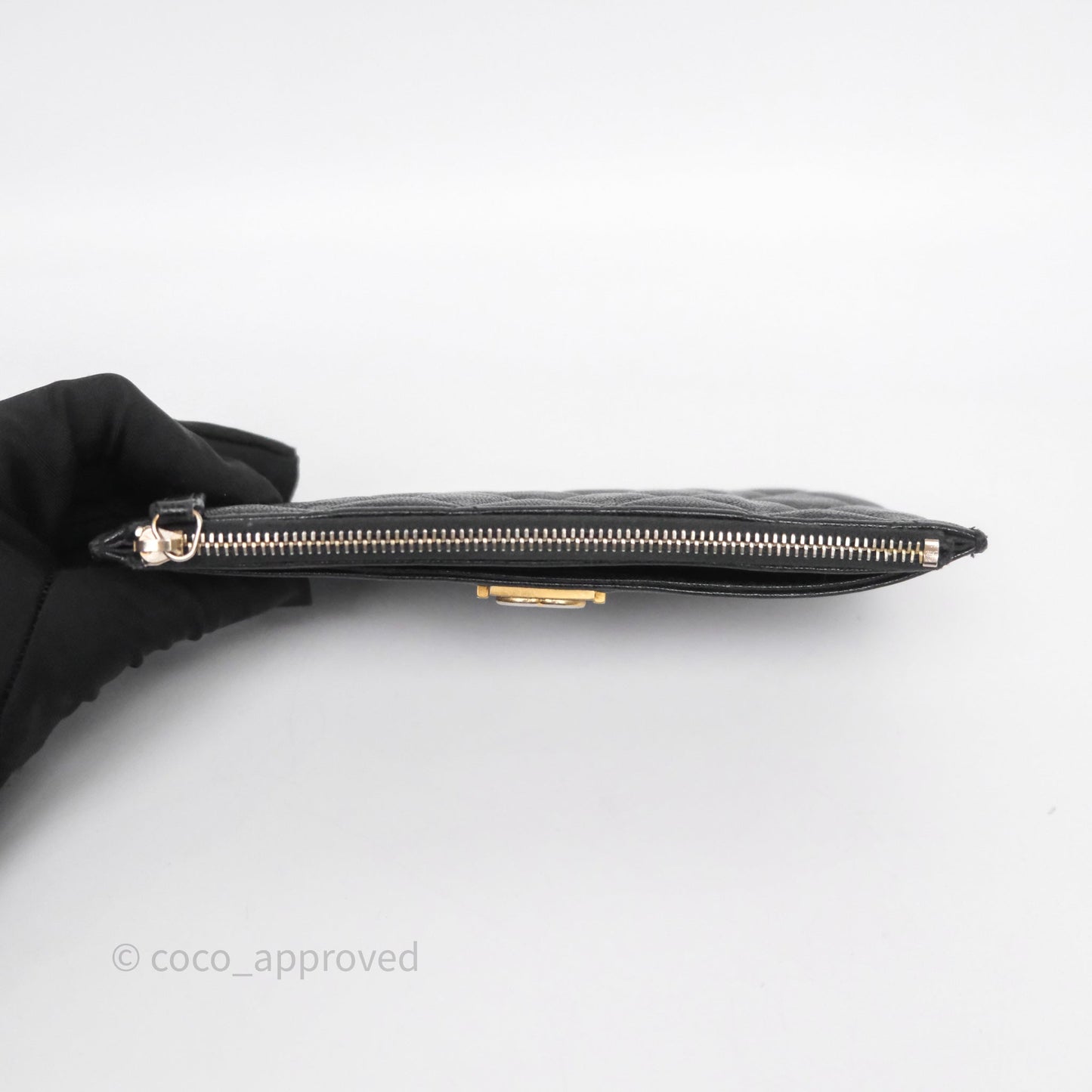 Chanel Boy Zip Long Wallet Black Caviar Gold Hardware