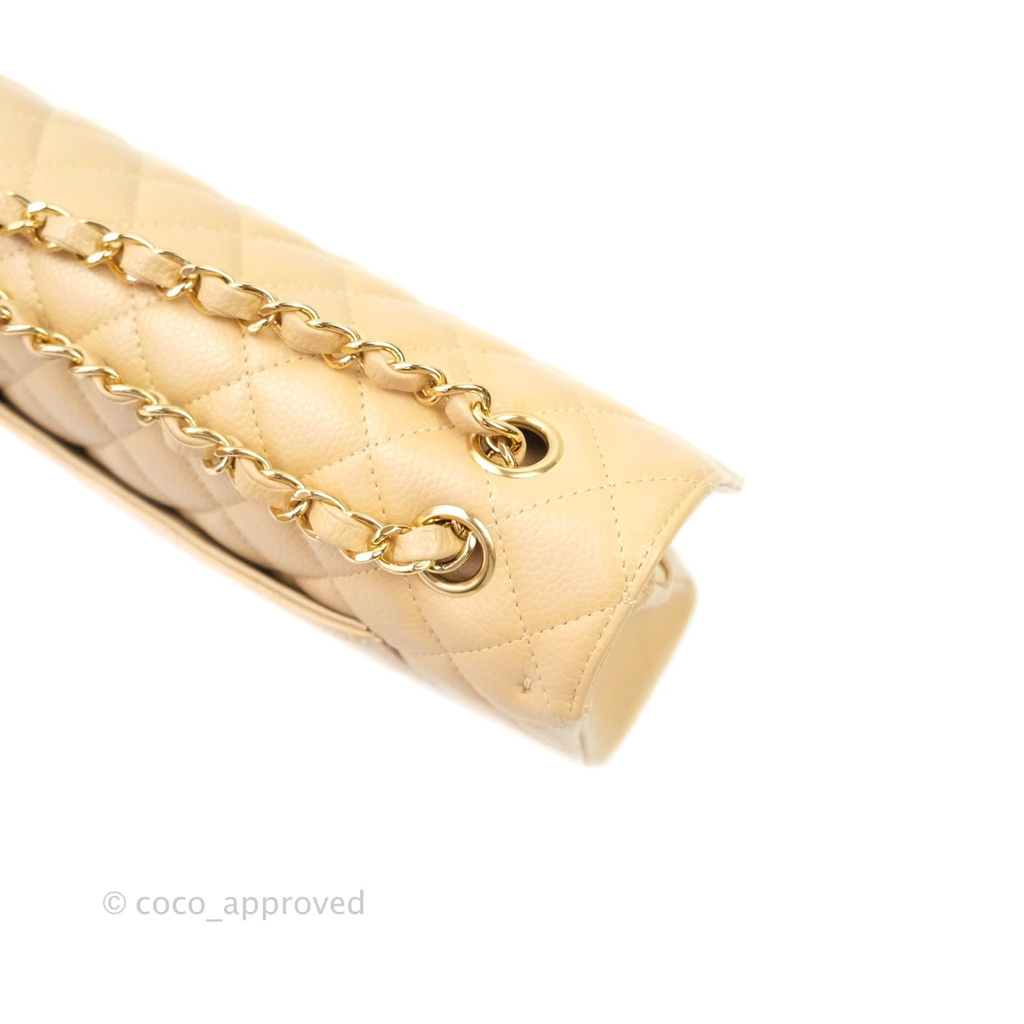 Chanel Classic M/L Medium Double Flap Beige Caviar Gold Hardware