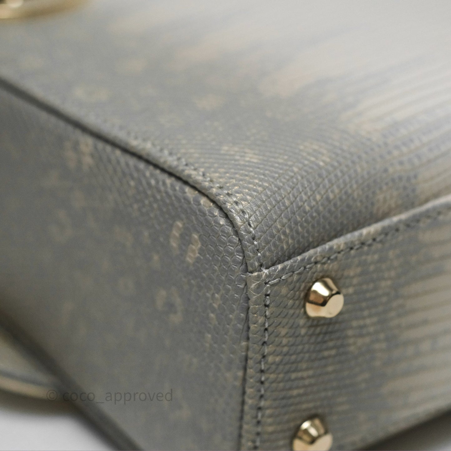 Dior Mini Lady Dior Ombre Grey White Lizard Gold Hardware