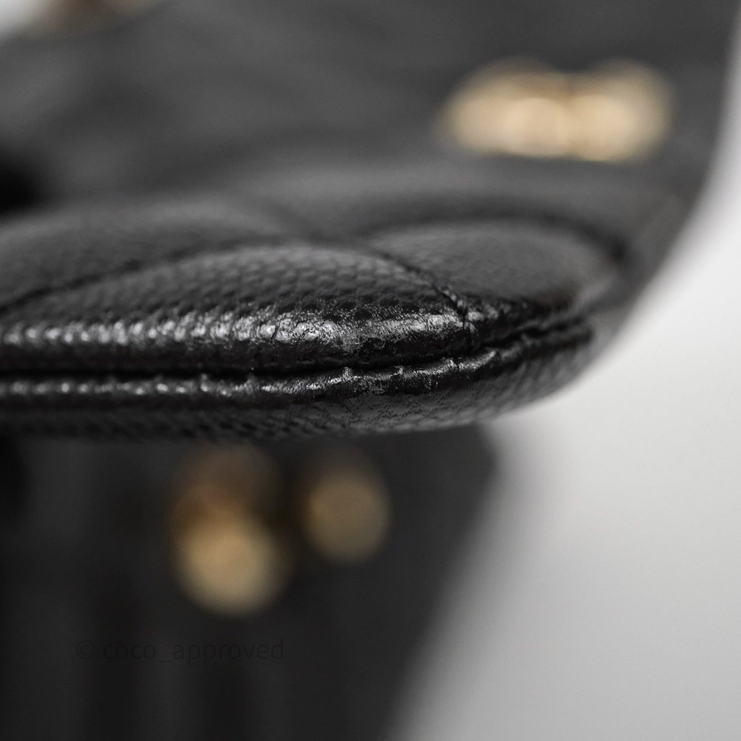 Chanel Small Coco Handle Quilted Black Caviar Aged Gold Hardware Lizard Handle