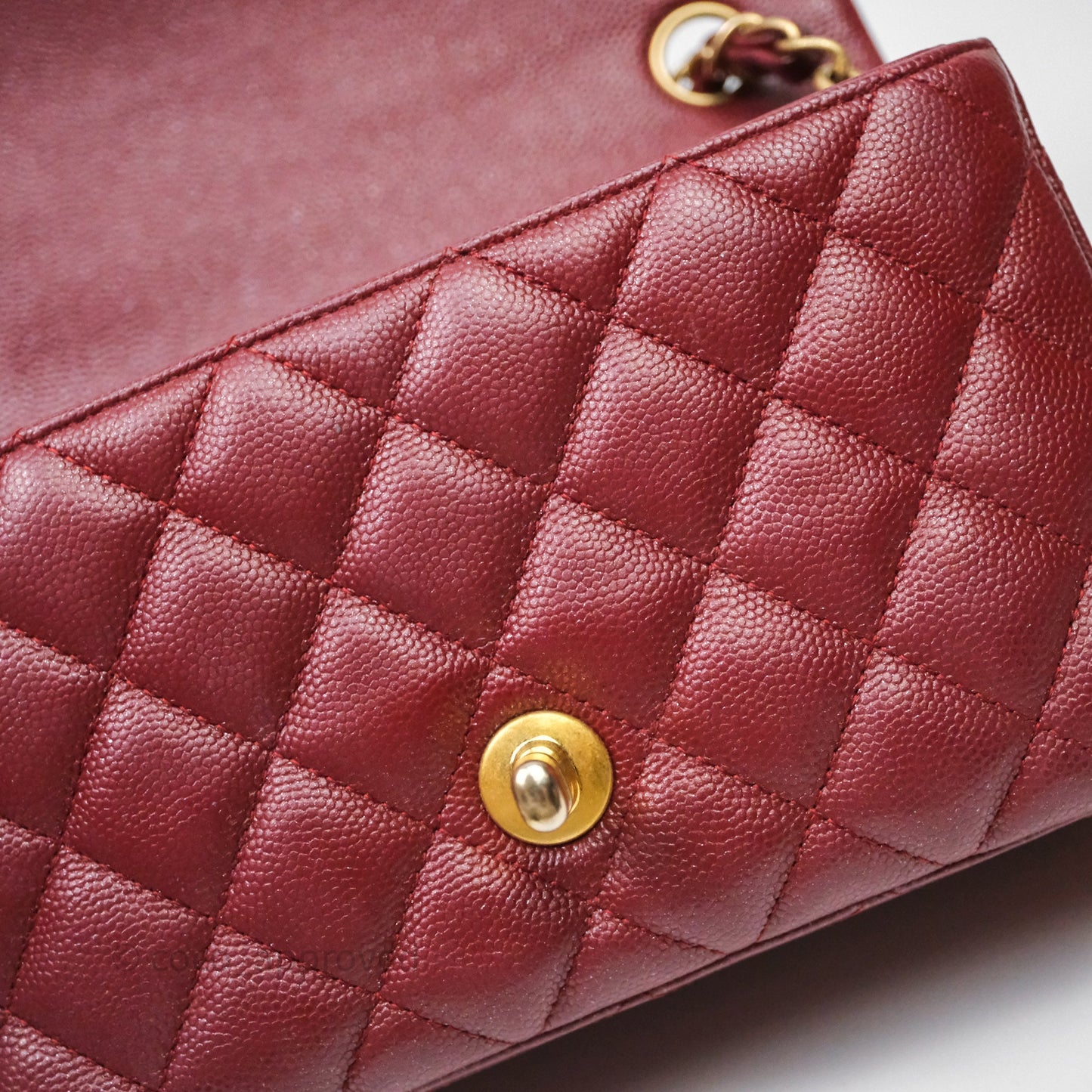 Chanel Classic Quilted Mini Rectangular Flap Burgundy Caviar Aged Gold Hardware