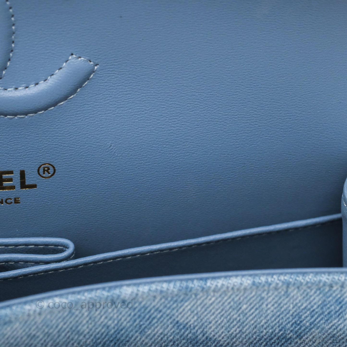 Chanel Quilted Small Double Flap Blue Printed Denim Gold Hardware