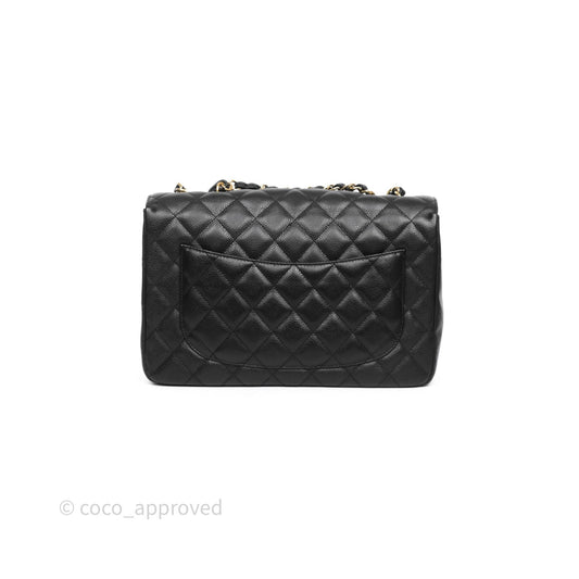 Chanel Jumbo Single Flap Black Caviar Gold Hardware⁣⁣