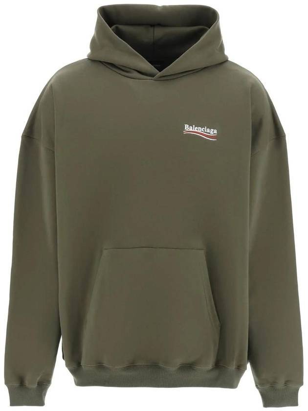 Luxury Balenciaga Men's Political Campaign Large Fit Hoodie Khaki