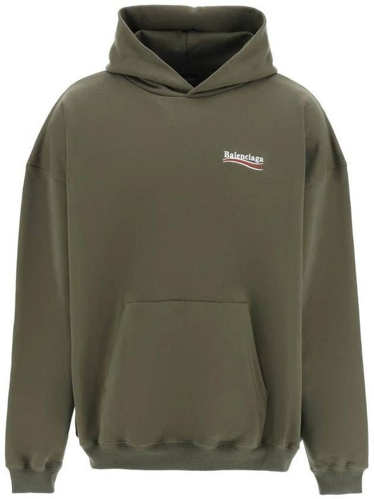 Luxury Balenciaga Men's Political Campaign Large Fit Hoodie Khaki