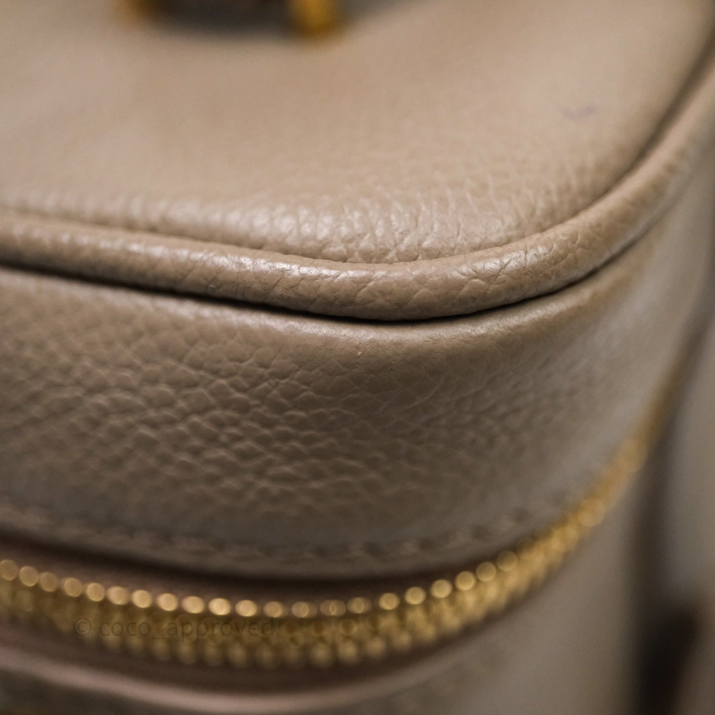 Louis Vuitton Monogram Empreinte Tourterelle Vanity PM Beige Gold Hardware