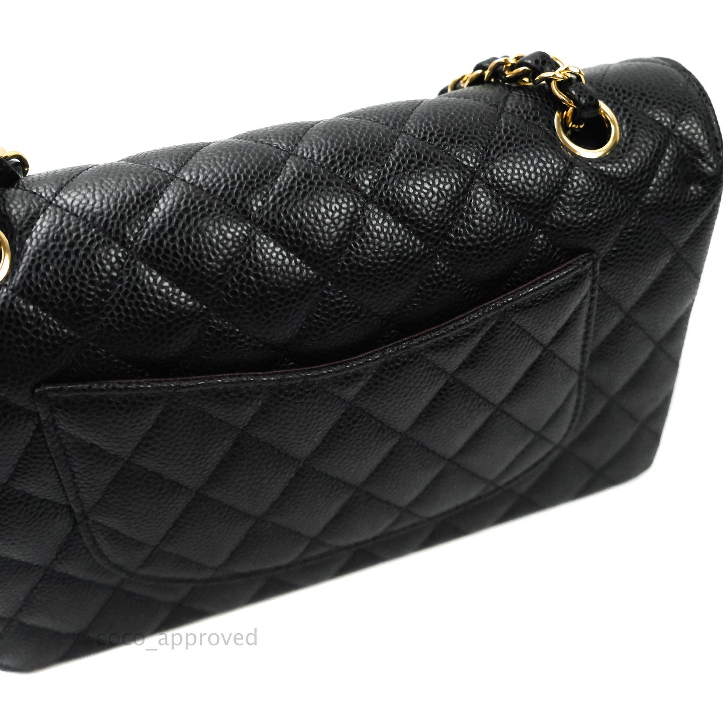 Chanel Classic M/L Medium Double Flap Bag Black Caviar Gold Hardware