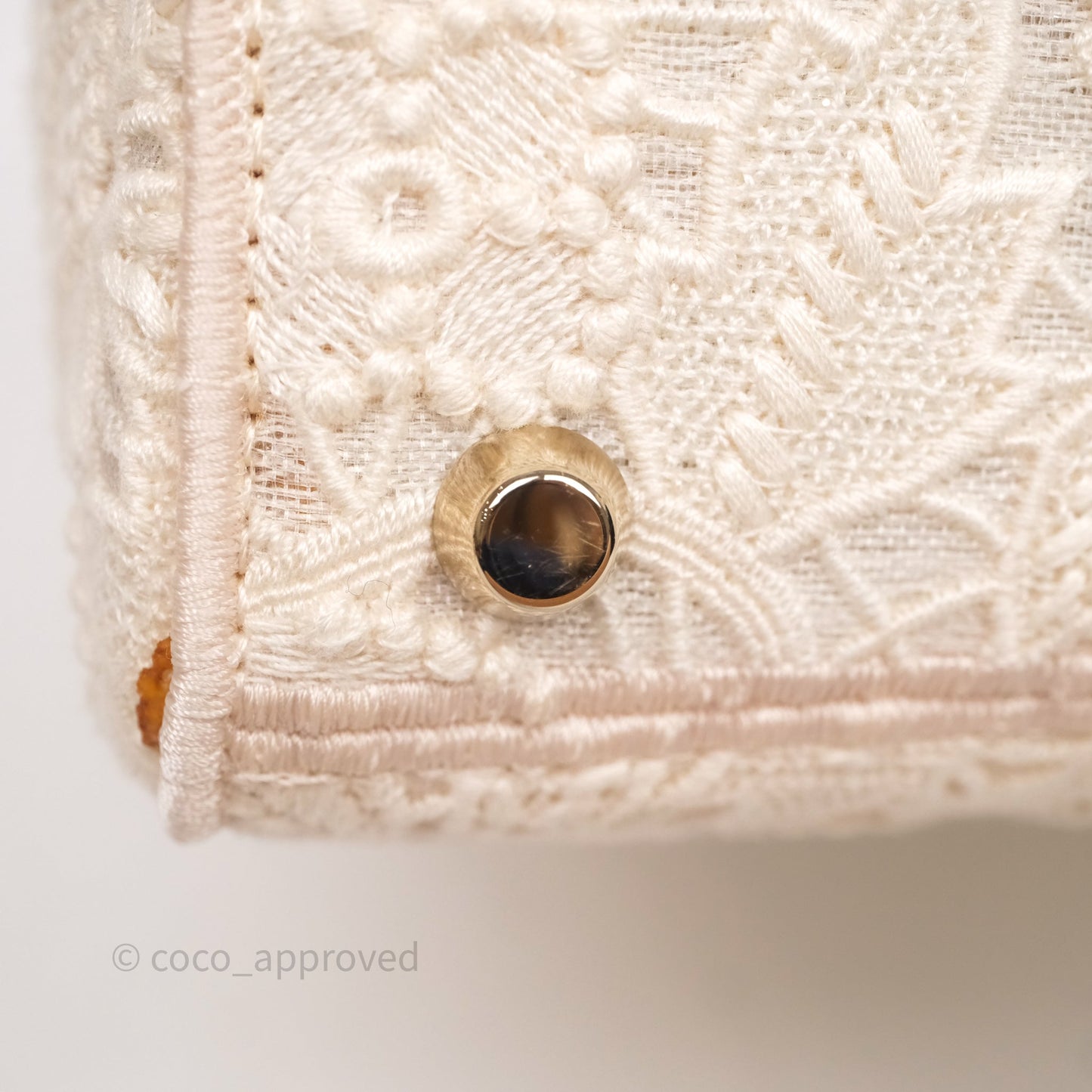 Christian Dior Lace Medium Lady Dior Ivory White Gold Hardware