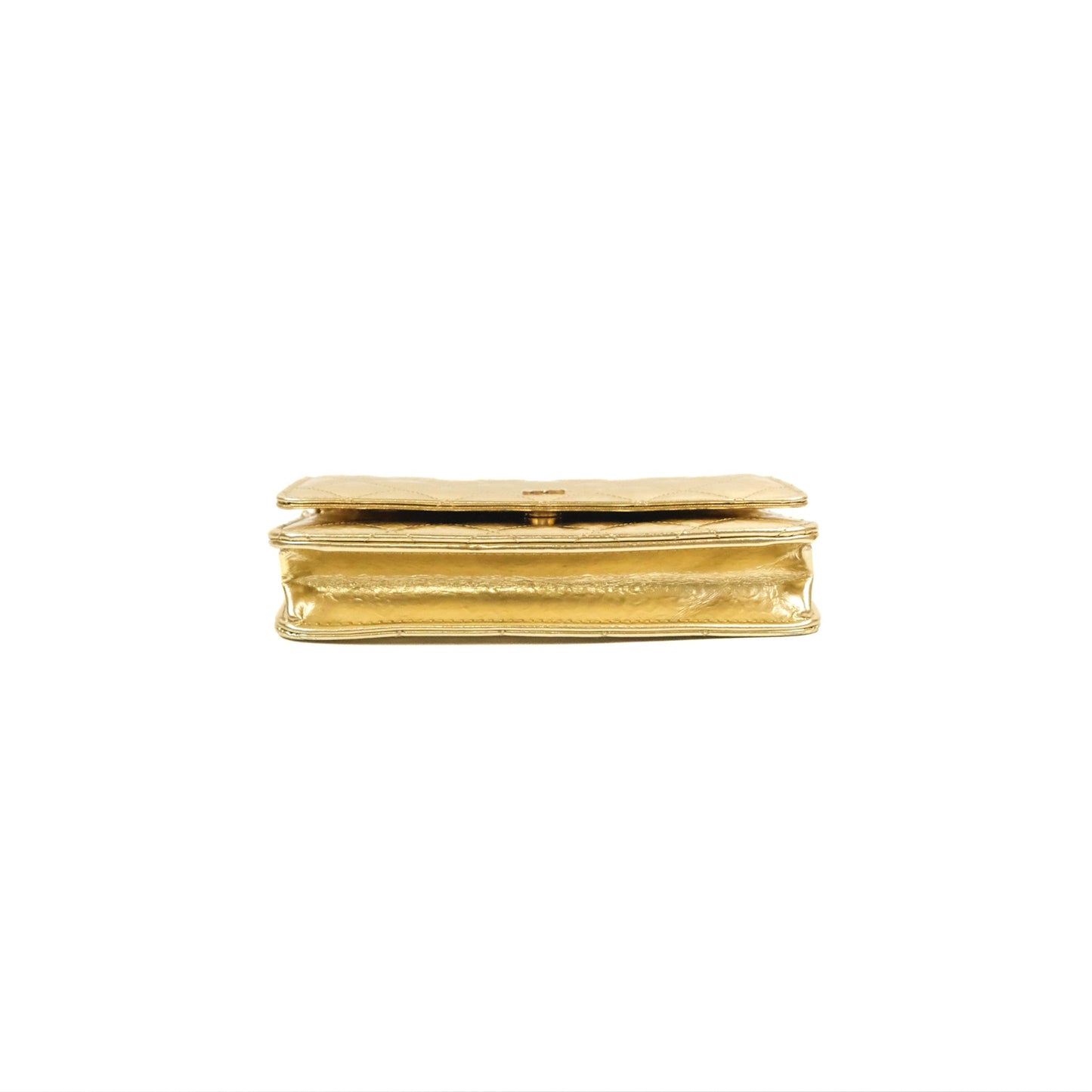 Chanel Quilted Classic Wallet on Chain WOC Metallic Gold Calfskin Gold Hardware