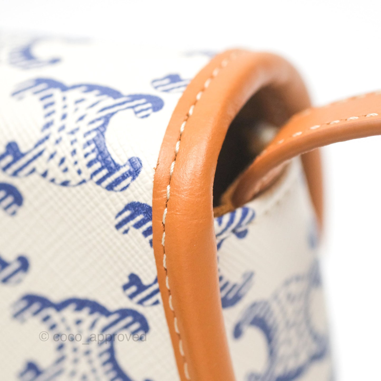 Celine Mini Besace Triomphe Embroidery Calfskin White/ Blue