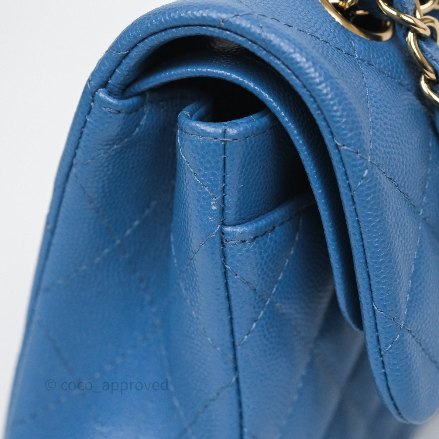 Chanel Small Classic Quilted Flap Blue Caviar Gold Hardware