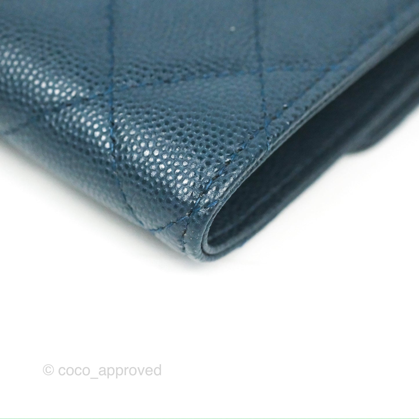 Chanel Classic Short Flap Wallet Blue Caviar Gold Hardware