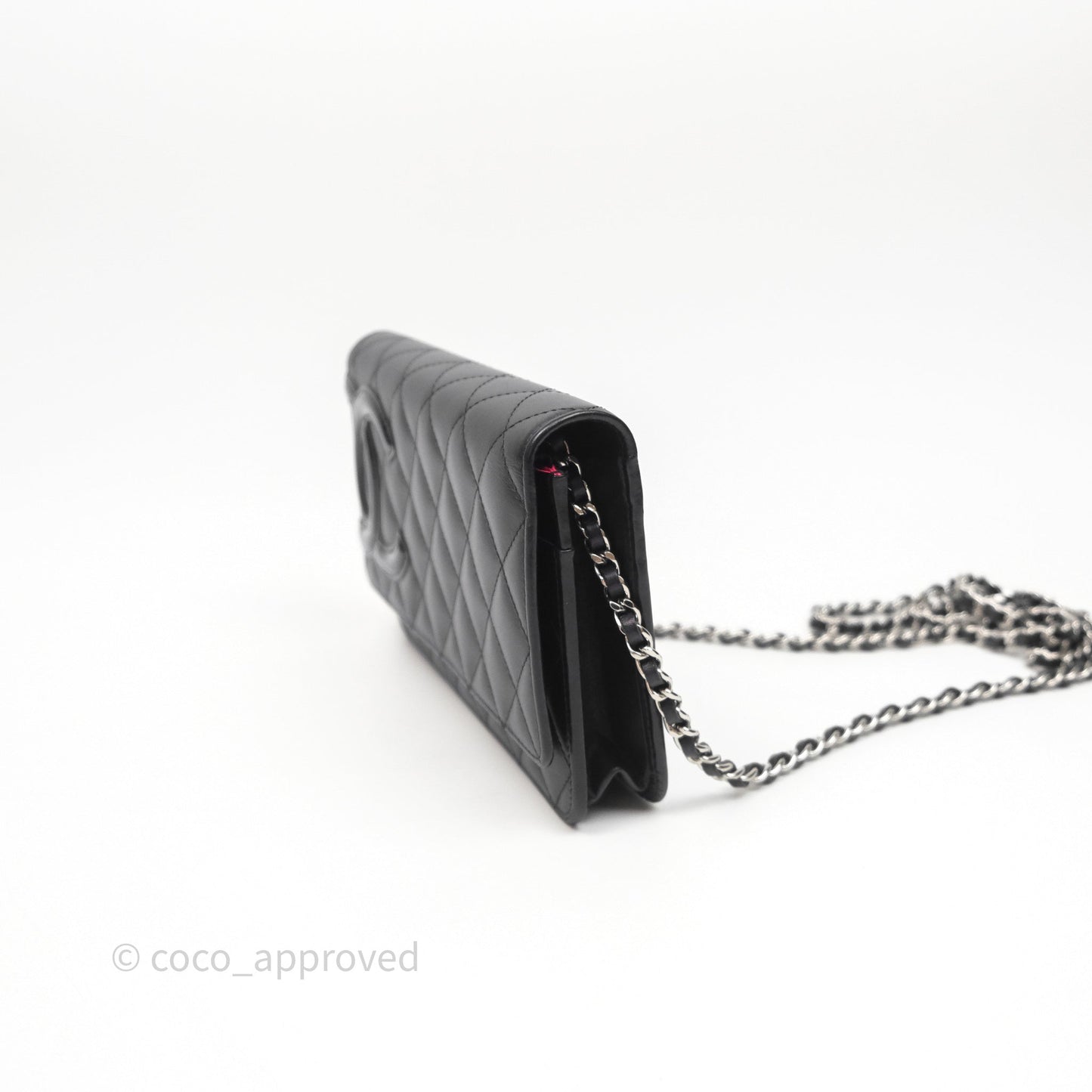 Chanel Quilted Cambon Wallet on Chain WOC Black Calfskin Silver Hardware