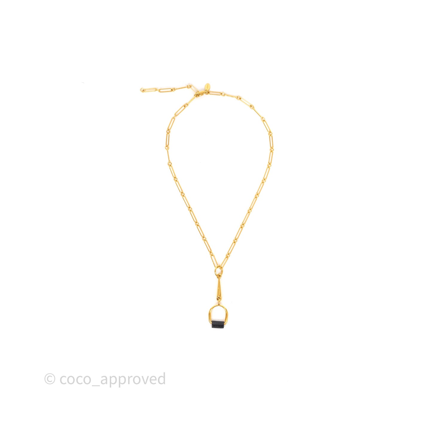Hermès Heritage Equestre Pendant PM Noir 89 Gold Tone