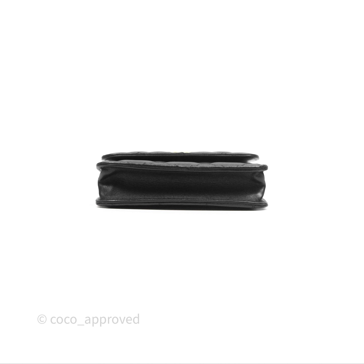 Chanel Mini Clutch With Chain Camellia Adjustable Black Lambskin Aged Gold Hardware