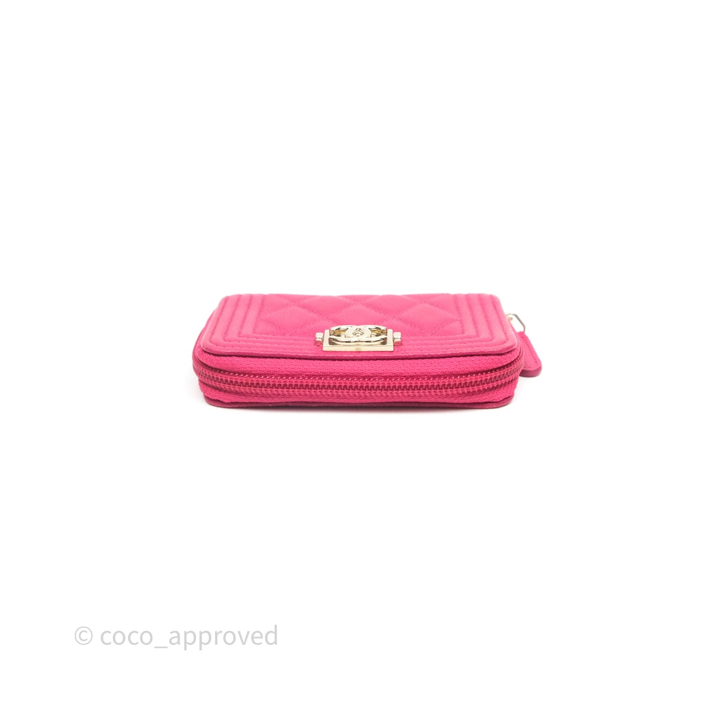 Chanel Boy Zipped Coin Purse Hot Pink Caviar Gold Hardware