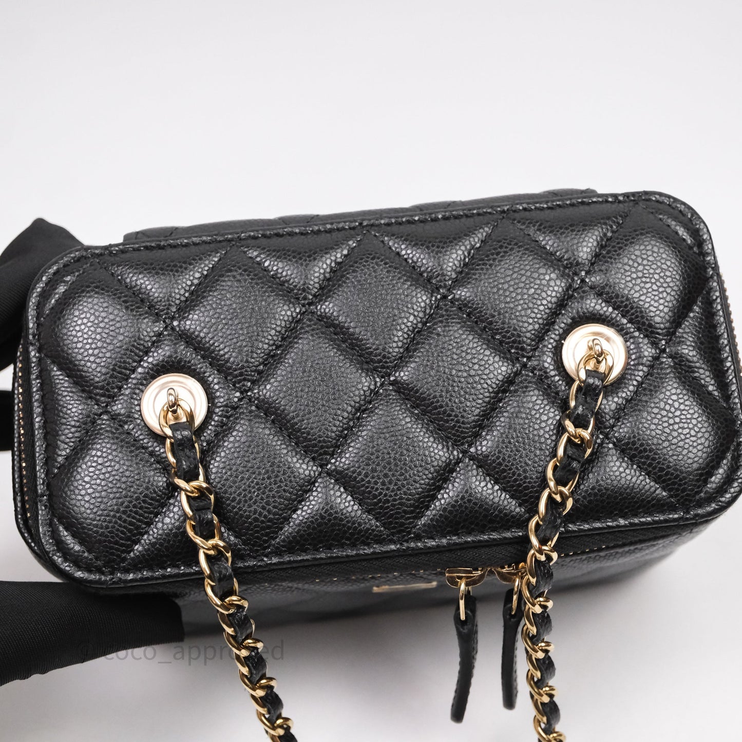 Chanel Vanity Rectangular With Chain Black Caviar Gold Hardware