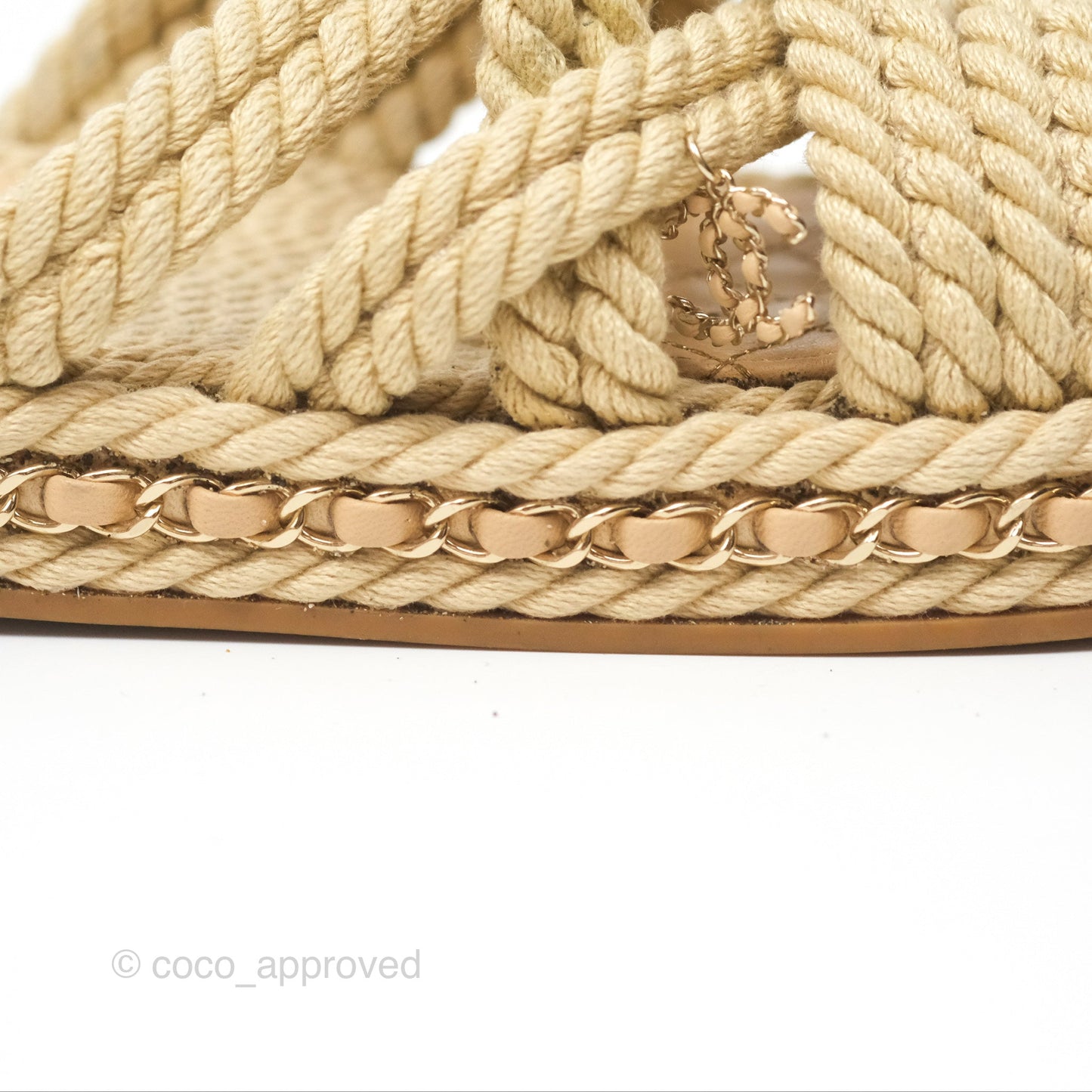 Chanel Cord Chain Slides Size 39