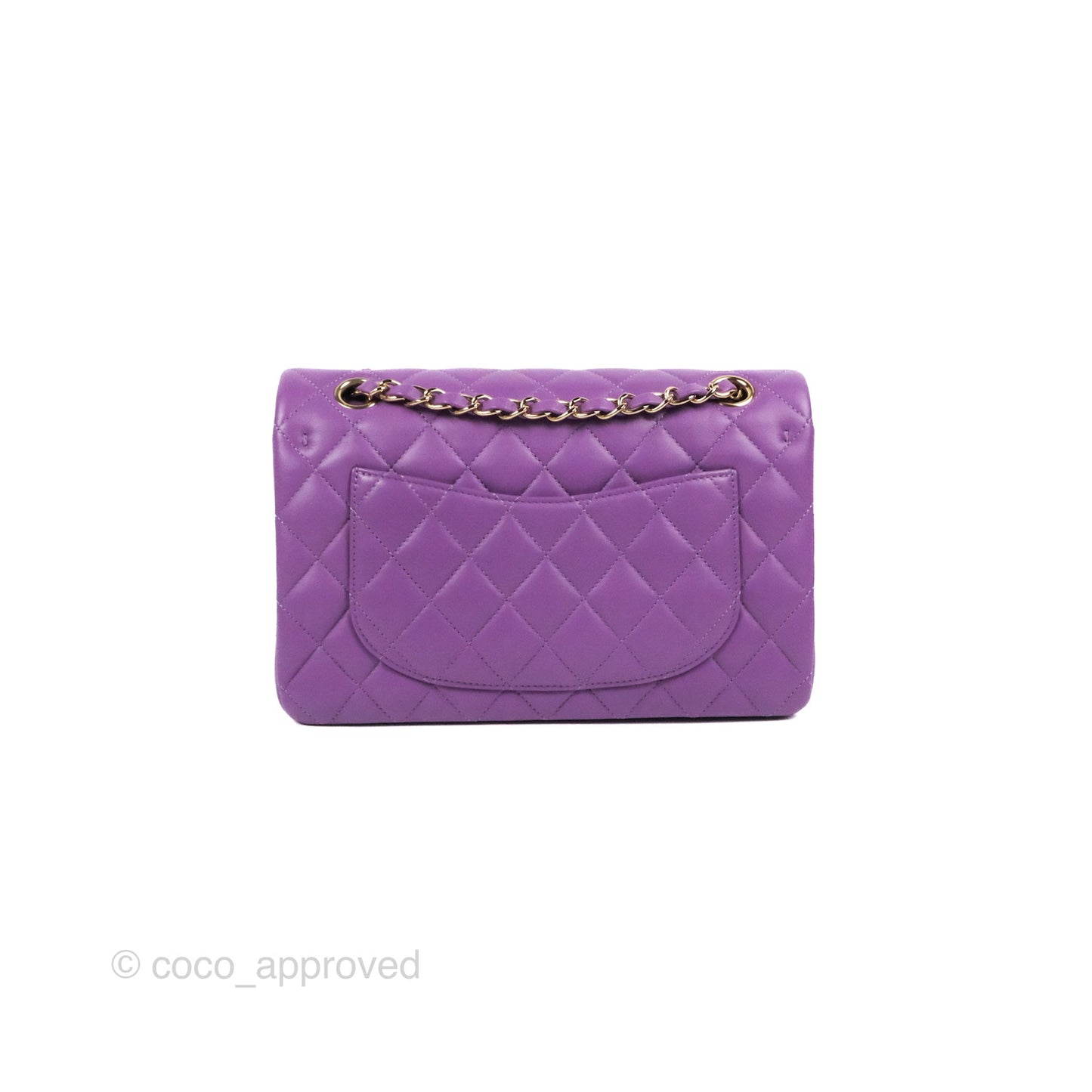 Chanel Small Classic Quilted Flap Purple Lambskin Gold Hardware