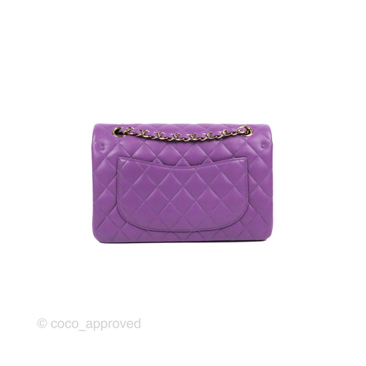 Chanel Small Classic Quilted Flap Purple Lambskin Gold Hardware