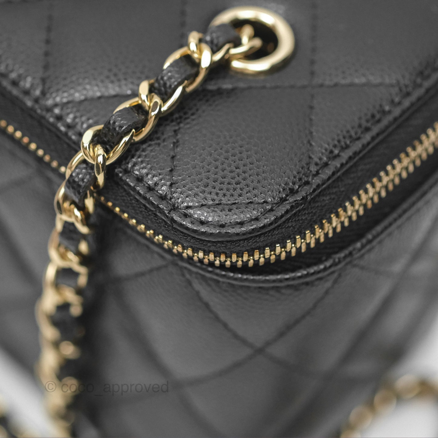 Chanel Vanity Rectangular With Chain Black Caviar Gold Hardware