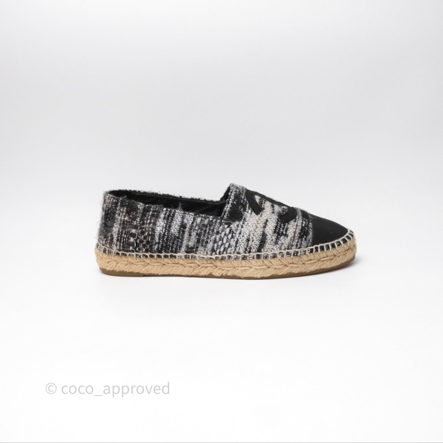 Chanel Espadrille Black Tweed Size 38