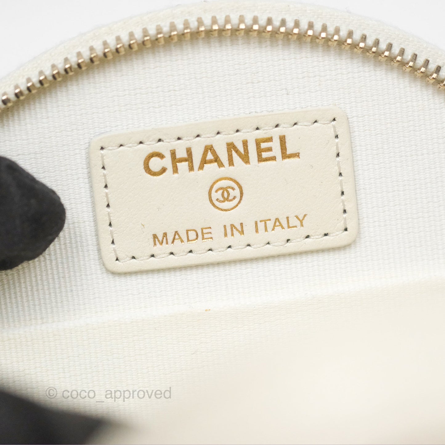 Chanel Mini Round Vanity Bag Handle With Care Ivory Caviar