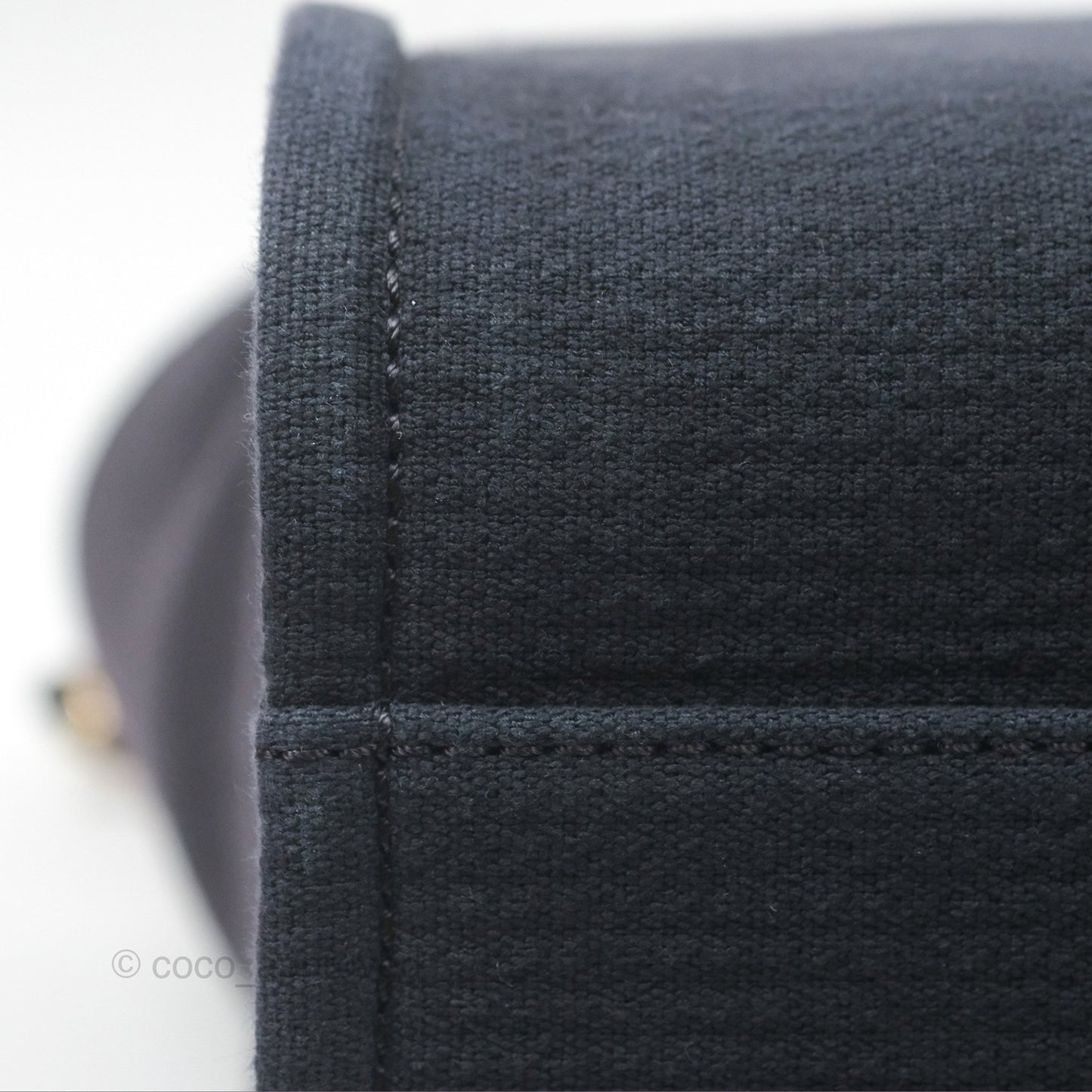 Chanel New Small Deauville Tote Dark Navy Cotton Raffia Logo