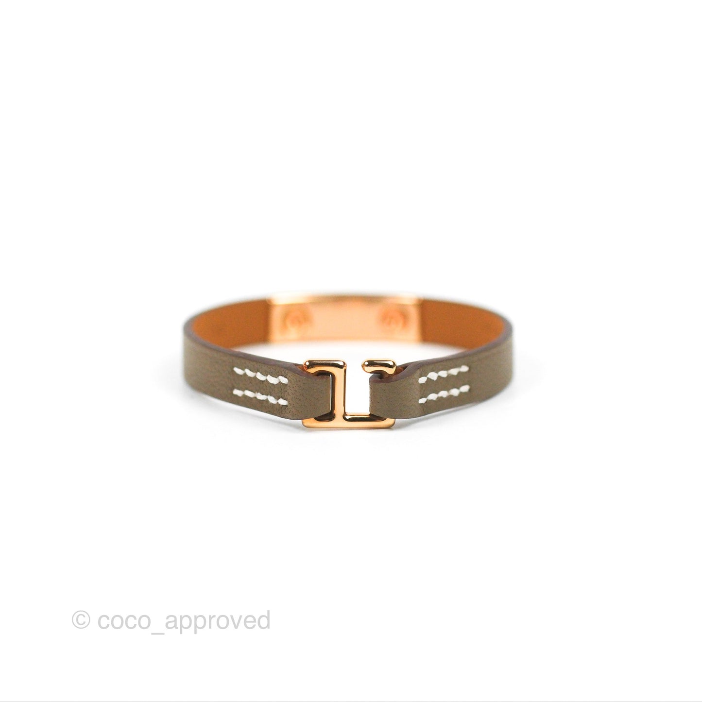 Hermès Rivale Mini Bracelet Etoupe Swift Rose Gold Hardware