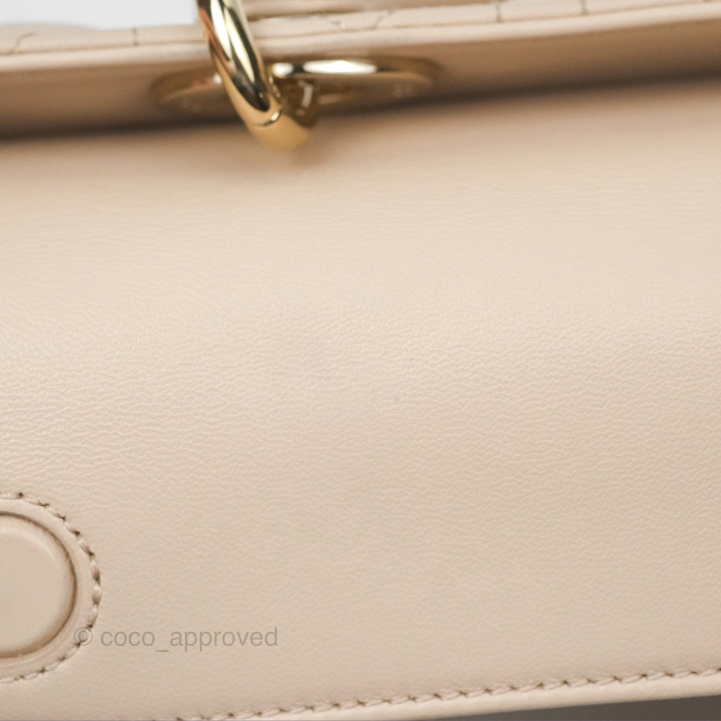 Christian Dior Medium Lady D-Joy Bag Beige Lambskin Cannage Gold Hardware