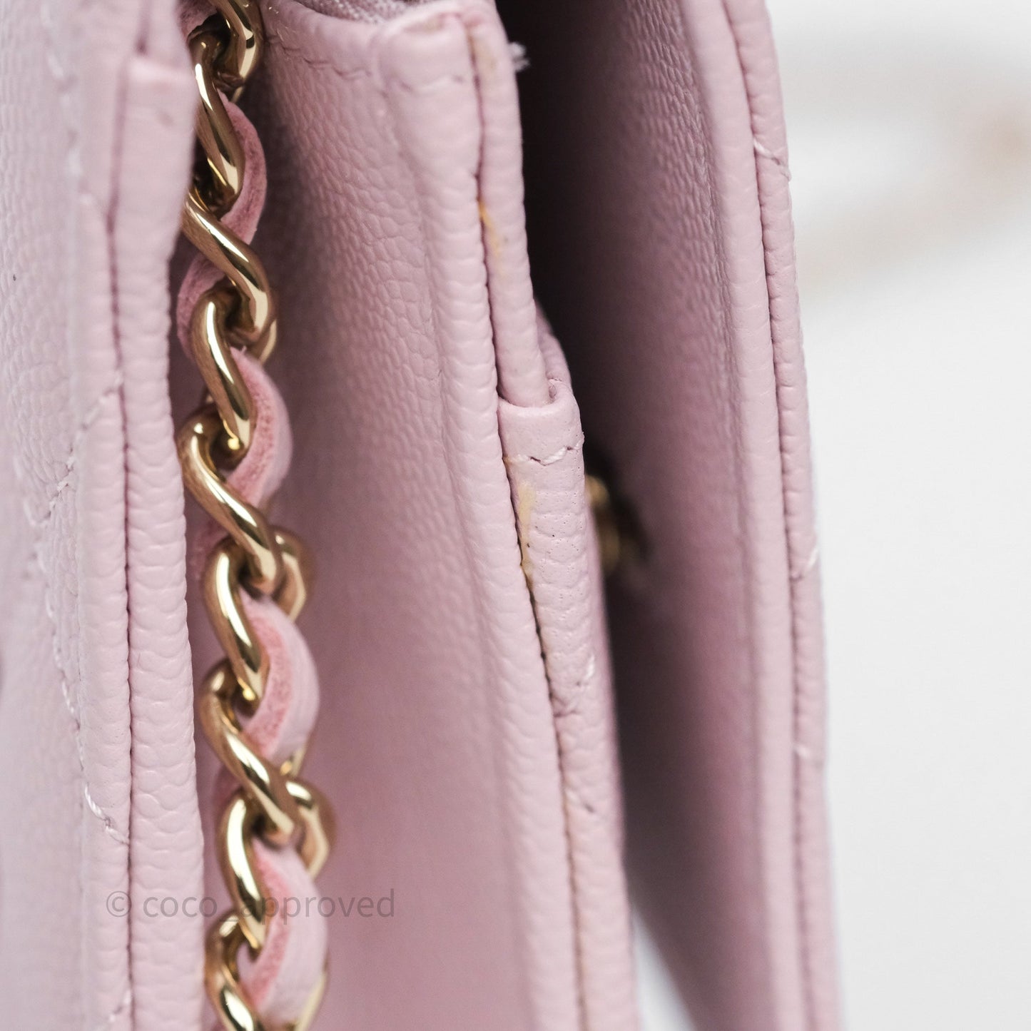 Chanel Classic Quilted Wallet On Chain WOC Pink Caviar Gold Hardware