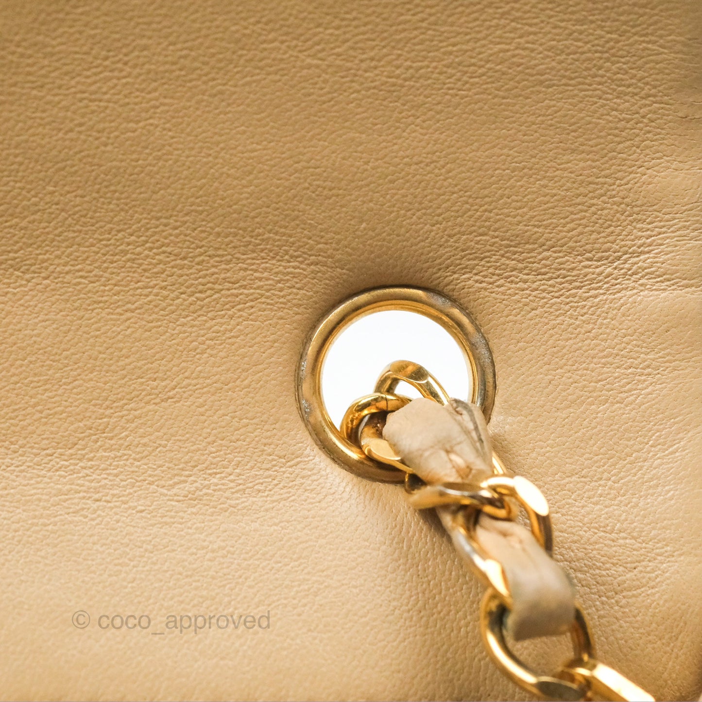 Chanel Vintage Square Flap Bag Beige Lambskin 24K Gold Hardware