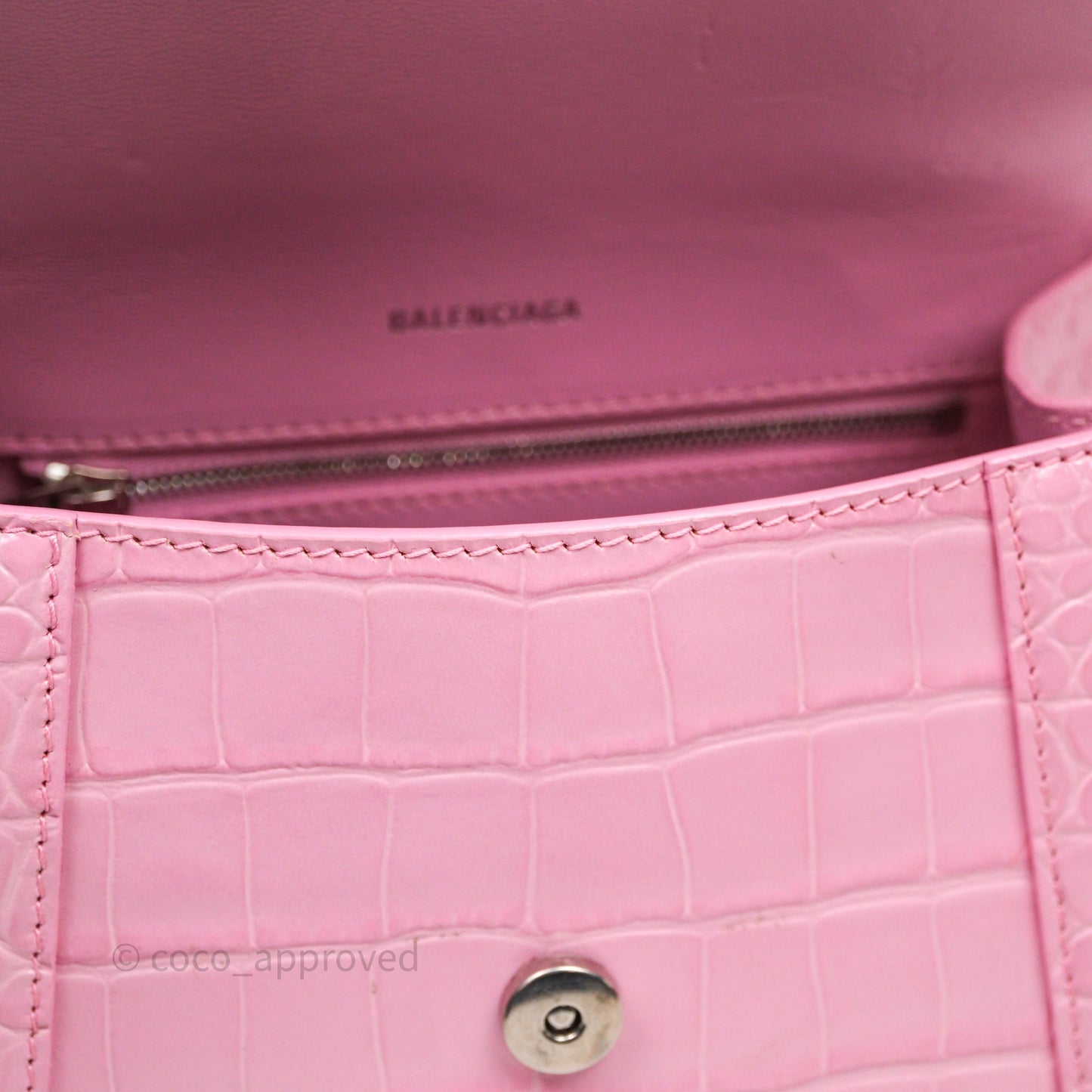 Balenciaga Small Hourglass Embossed Bag Pink