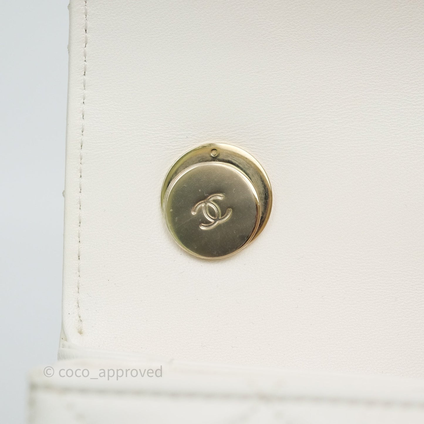 Chanel Mini Trendy CC Handle Bag Lacquered Logo White Lambskin