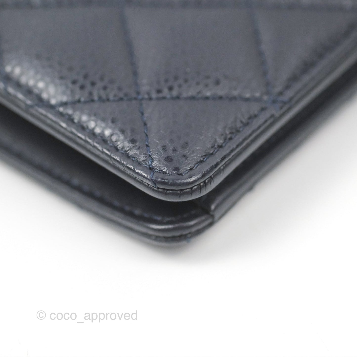 Chanel Classic Quilted Long Wallet Navy Caviar Silver Hardware