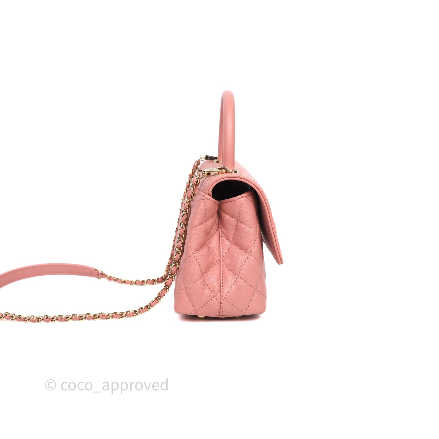 Chanel Small Coco Handle Quilted Pink Caviar Gold Hardware