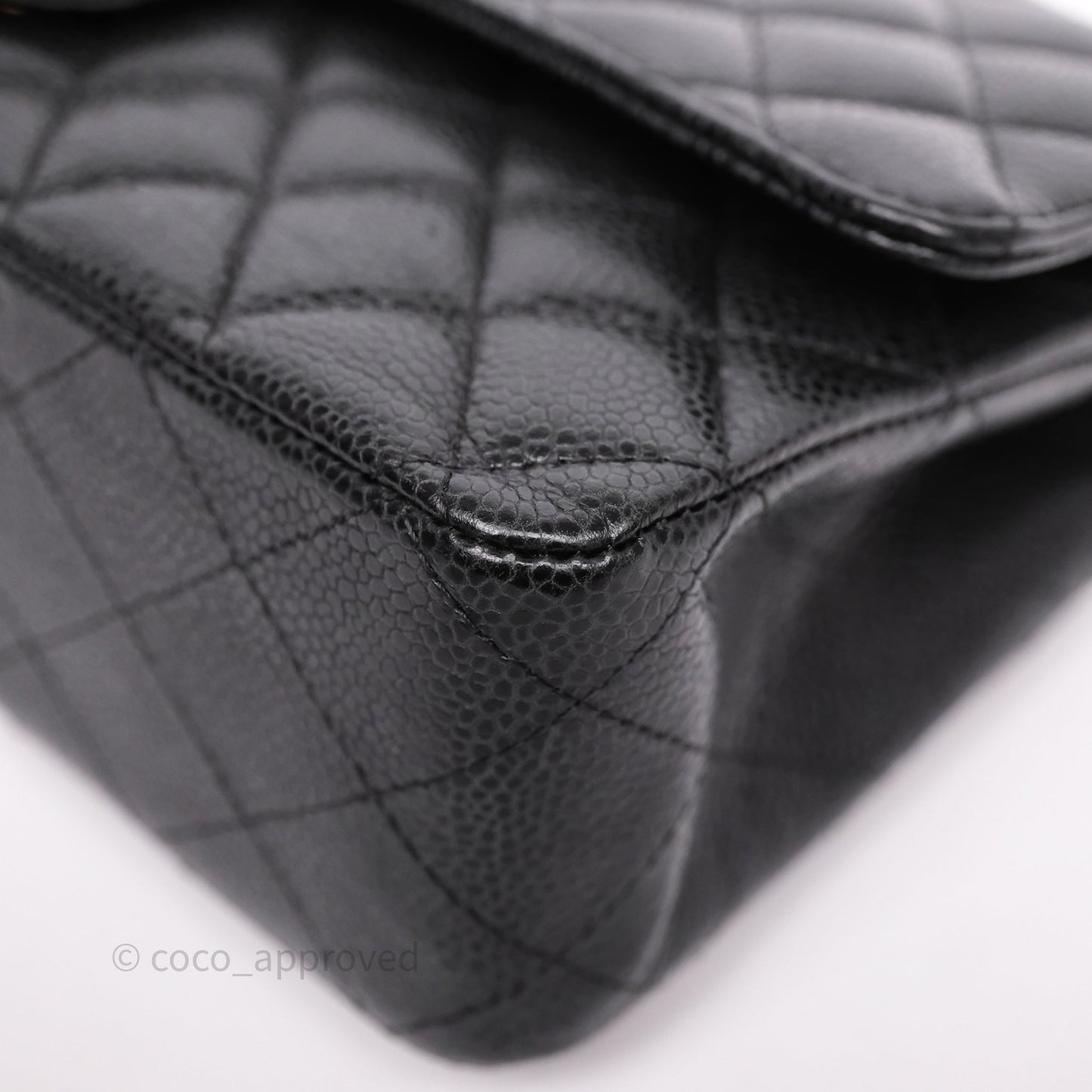 Chanel Classic M/L Medium Flap Quilted Black Caviar Gold Hardware