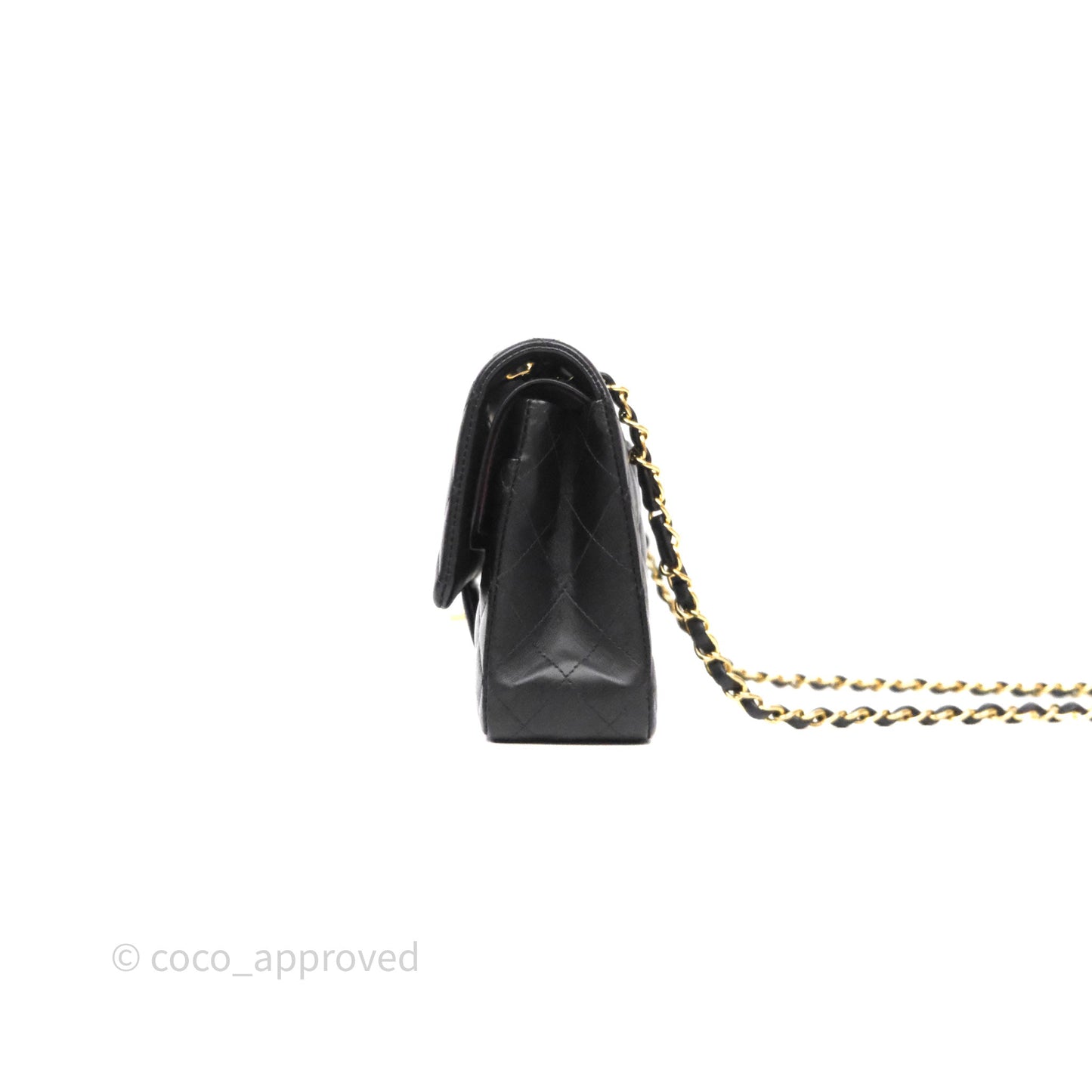 Chanel Classic M/L Medium Flap Quilted Black Lambskin Gold Hardware