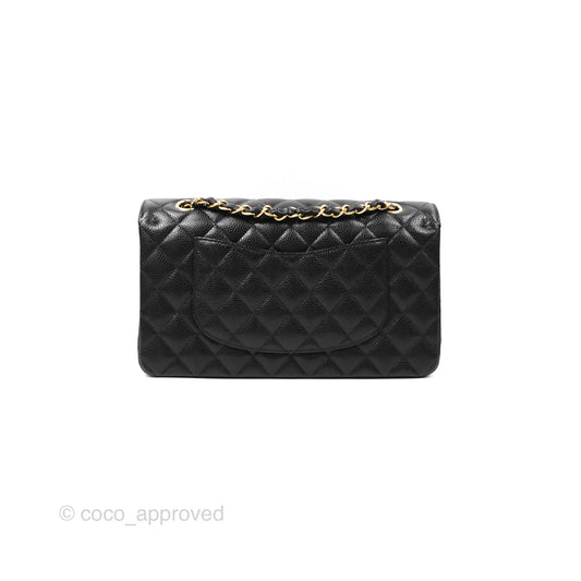 Chanel Classic M/L Medium Flap Quilted Black Caviar Gold Hardware